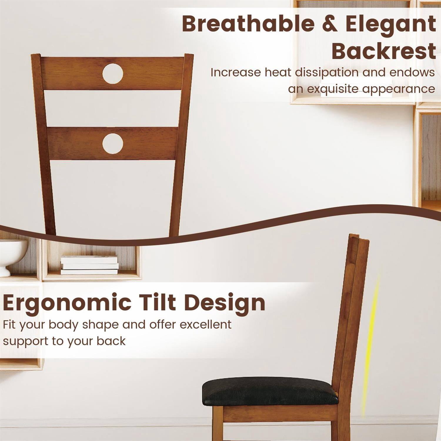Breathable & Elegant Backrest  
Increase heat dissipation and endows an exquisite appearance  

Ergonomic Tilt Design  
Fit your body shape and offer excellent support to your back