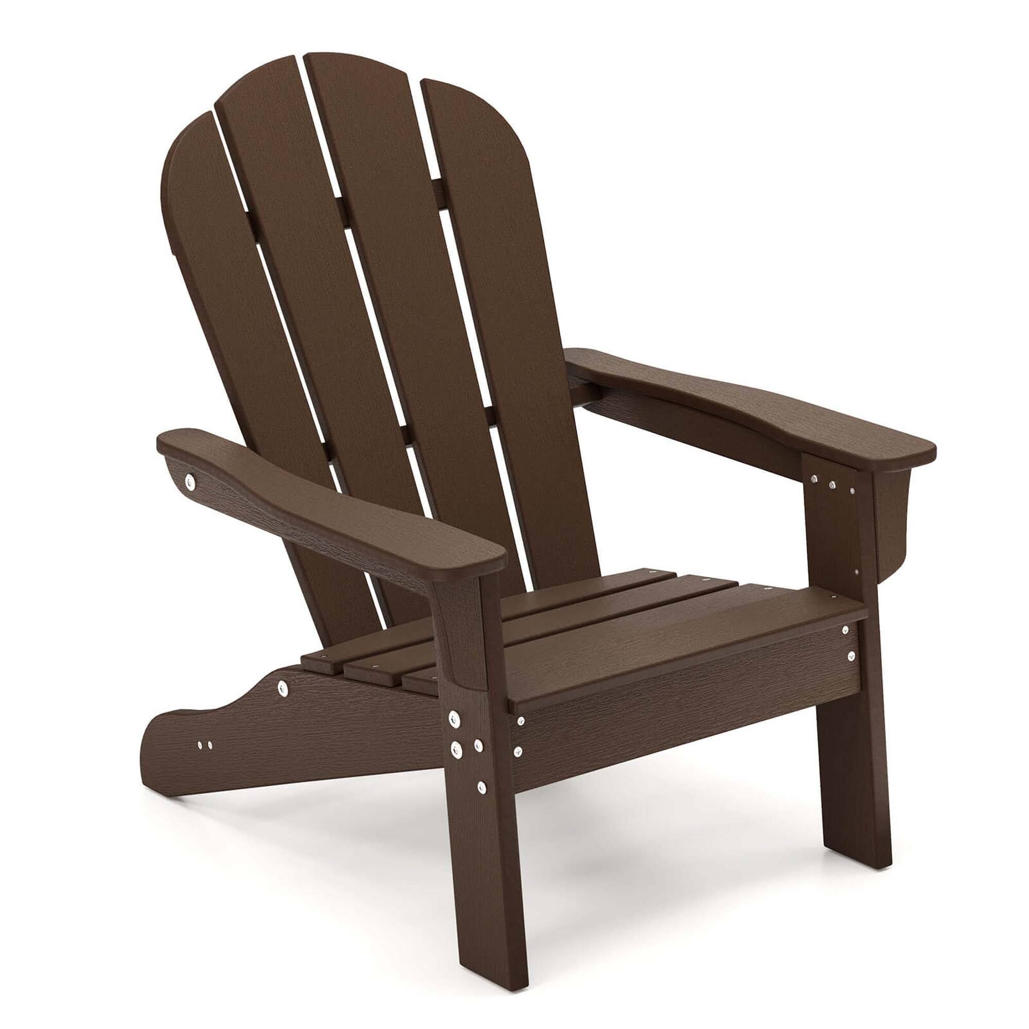 Front. Costway - Costway Kids Adirondack Chair with High Backrest Armrests Fire Pit Chair for Kids Ages 3-8 - Brown.