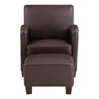 OSP Home Furnishings - Aiden Chair & Ottoman Faux Leather - Cocoa - Front_Zoom