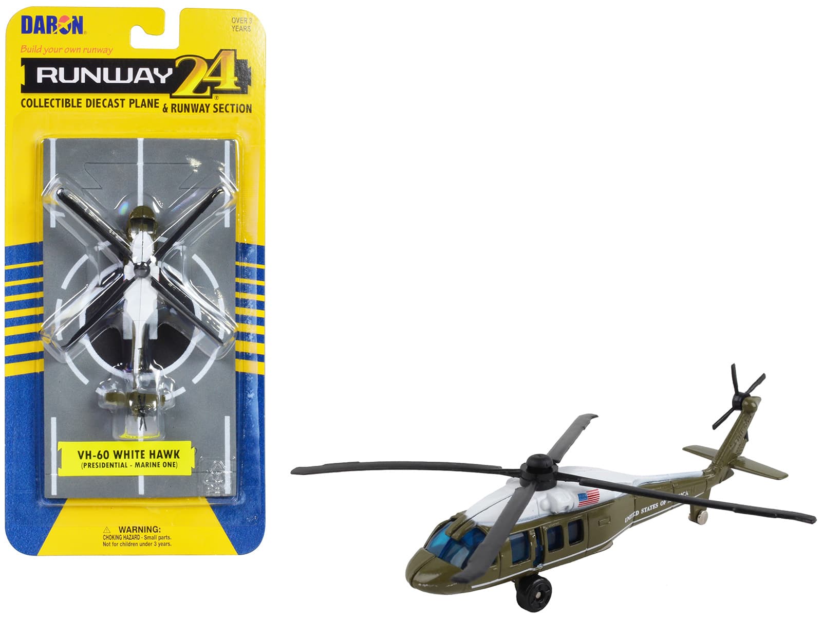 "Sikorsky VH-60 White Hawk Helicopter Olive Drab w/White Top ""Presidential Helicopter"" w/Runway Section Model by Runway24" price history on PriceWatchPro