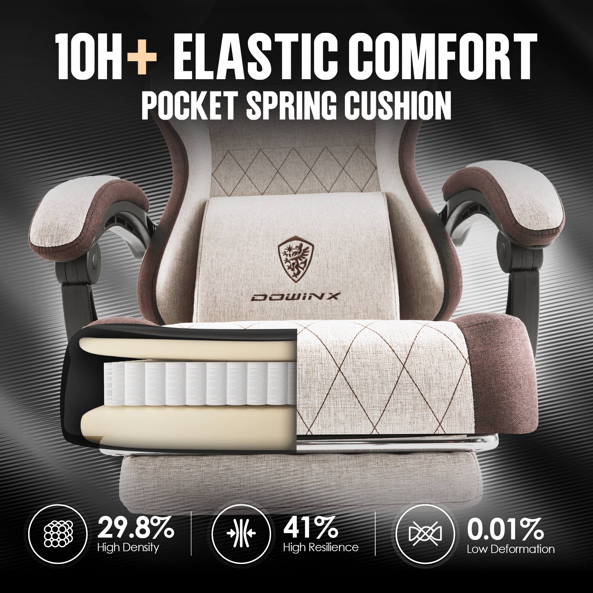Dowinx Fabric Gaming Chair, Ergonomic Computer Chair with Footrest
