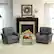 Left. Costway - Modern Upholstered Accent Chair with Sturdy Legs - Grey.