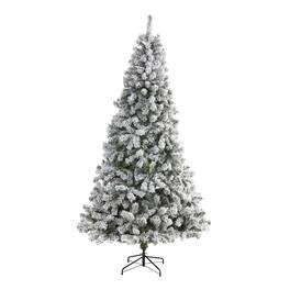 BreeBe - 8' Flocked West Virginia Fir Christmas Tree with 1000 Tips - White