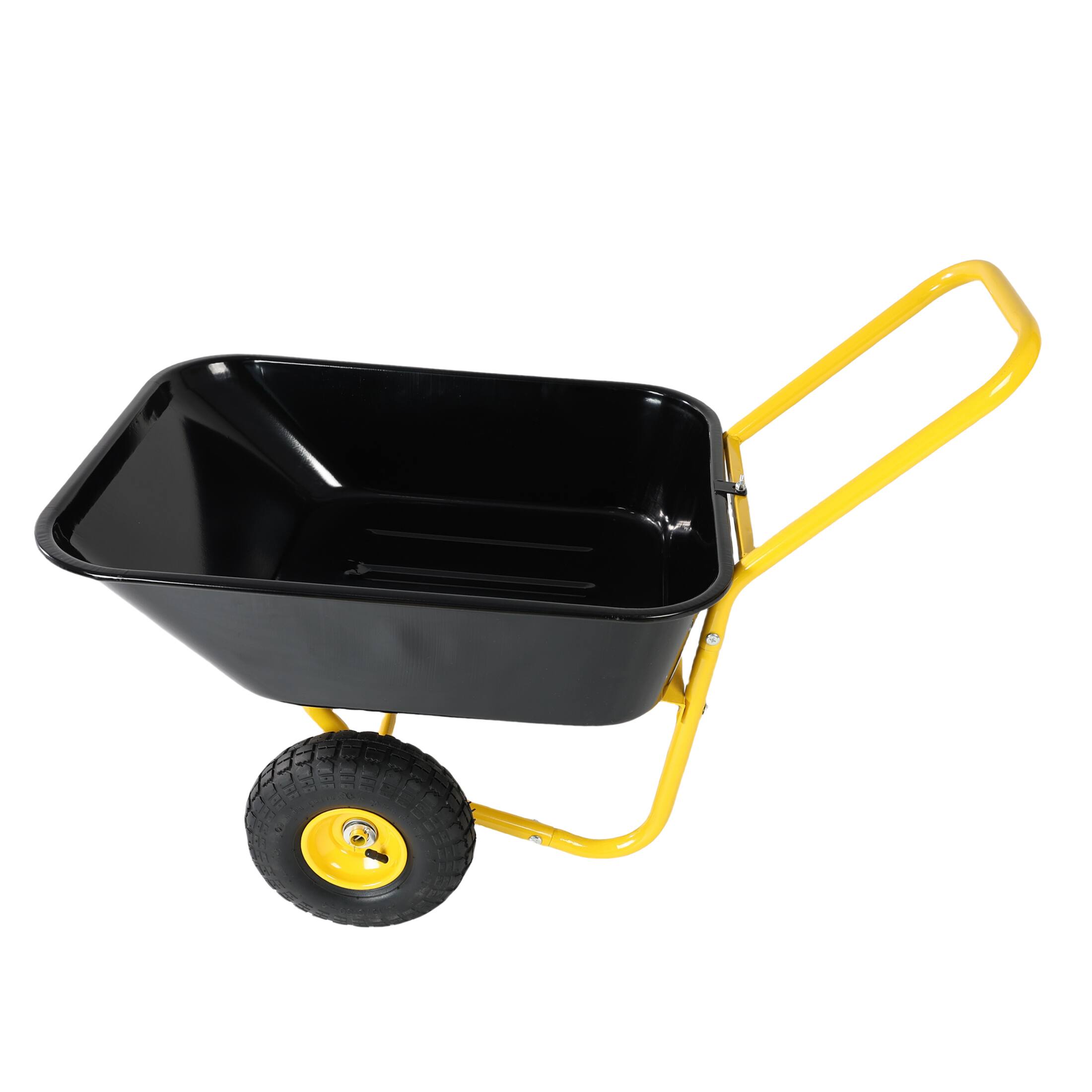 Front. APRILSOUL - Two-wheeled barrow garden cart 10-inch pneumatic wheels Yellow and Black - Yellow+Black.