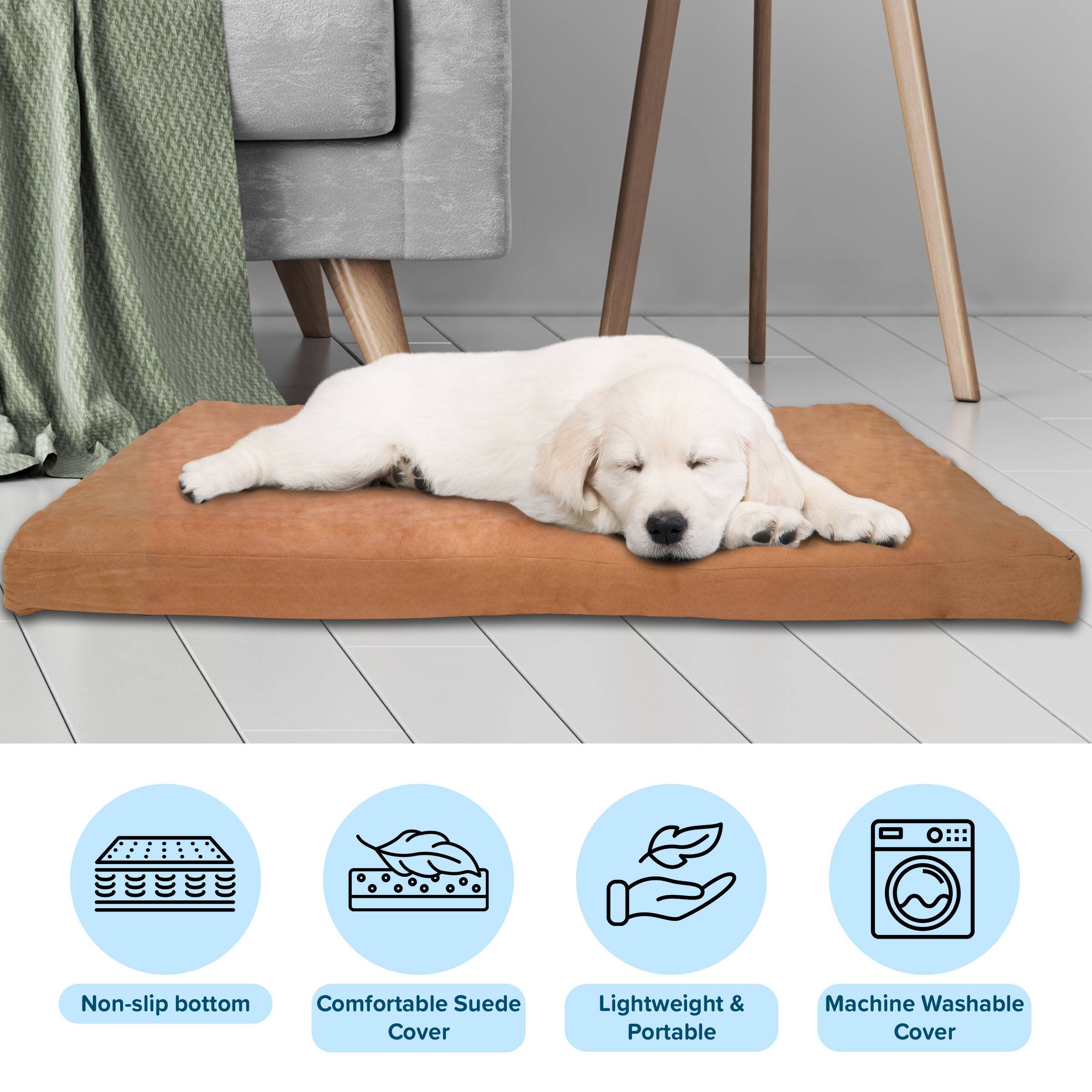 - Non-slip bottom
- Comfortable Suede Cover
- Lightweight & Portable
- Machine Washable Cover