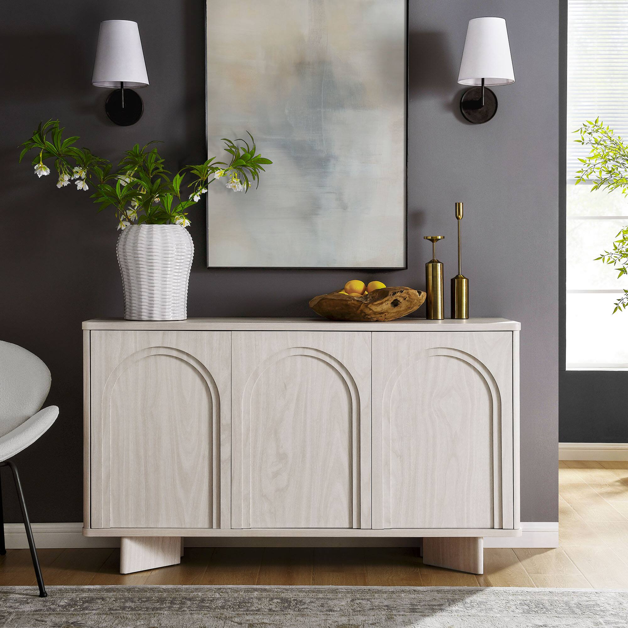Alt View 1. Modway - Flux Arched 3-Door Sideboard by Modway - White Wash.