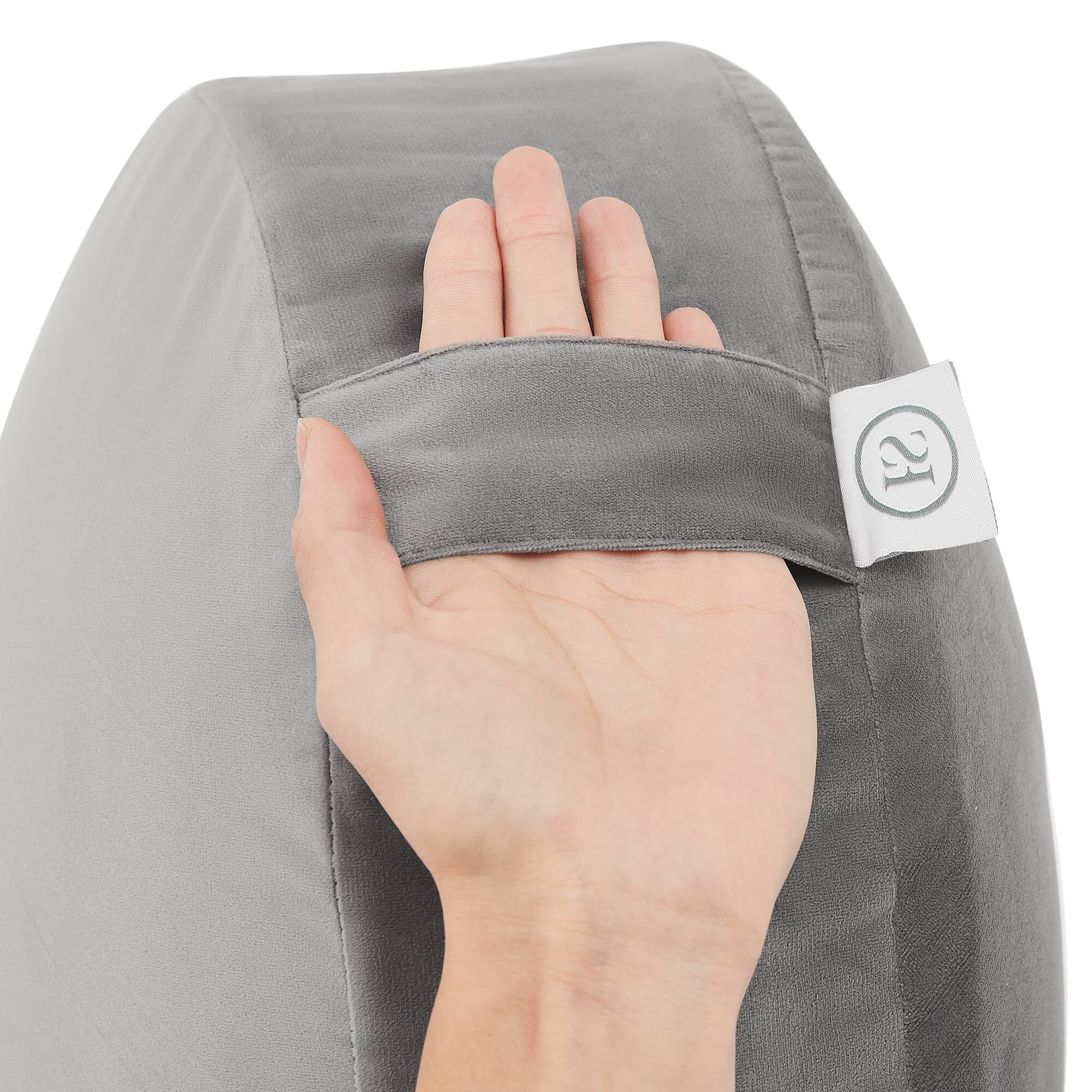 Back. Sweet Home Collection - Meditation Cushion, Round Yoga Pillow with carrying handle - Grey.