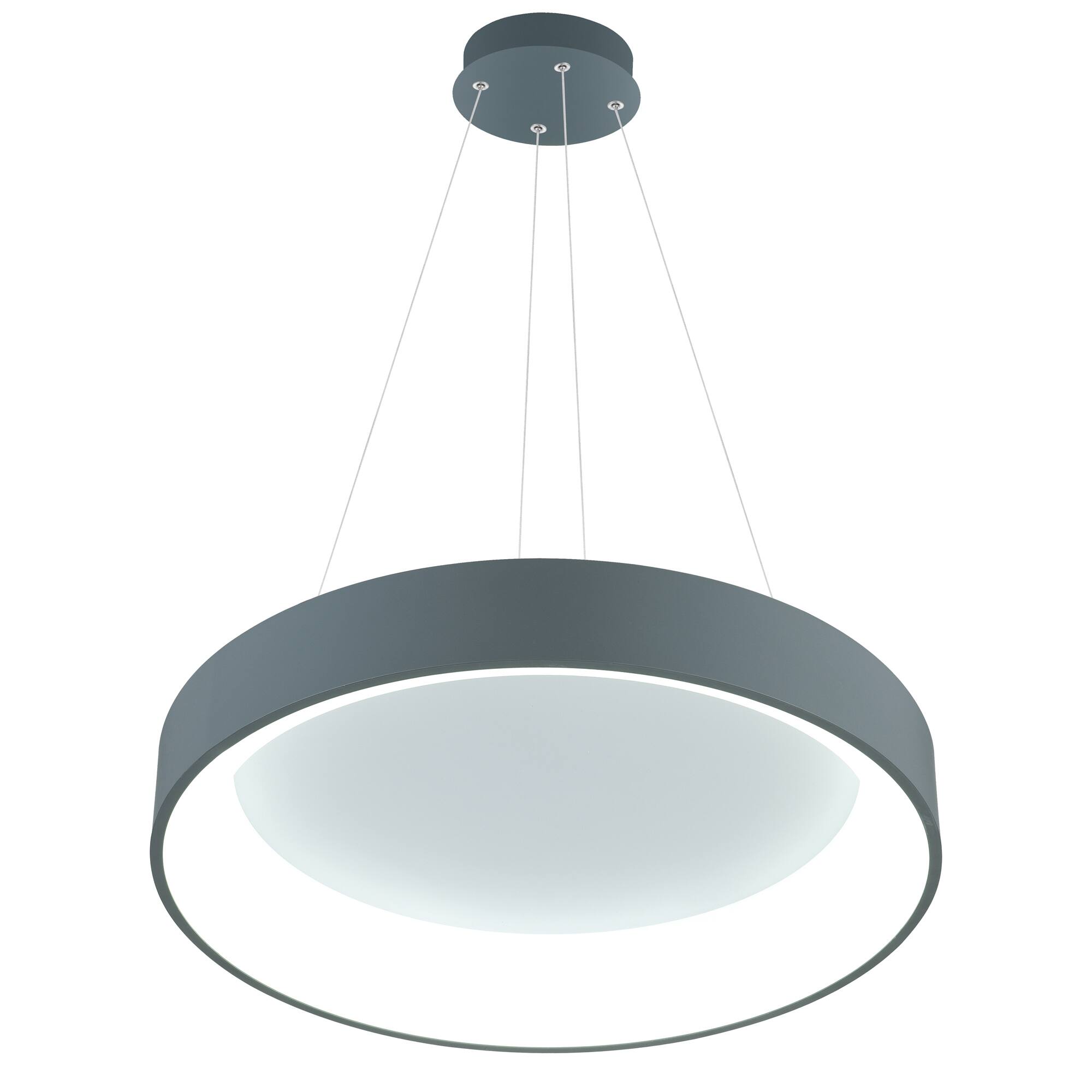 Left. CWI Lighting - Arenal LED Drum Shade Pendant With Gray & White Finish - Gray.