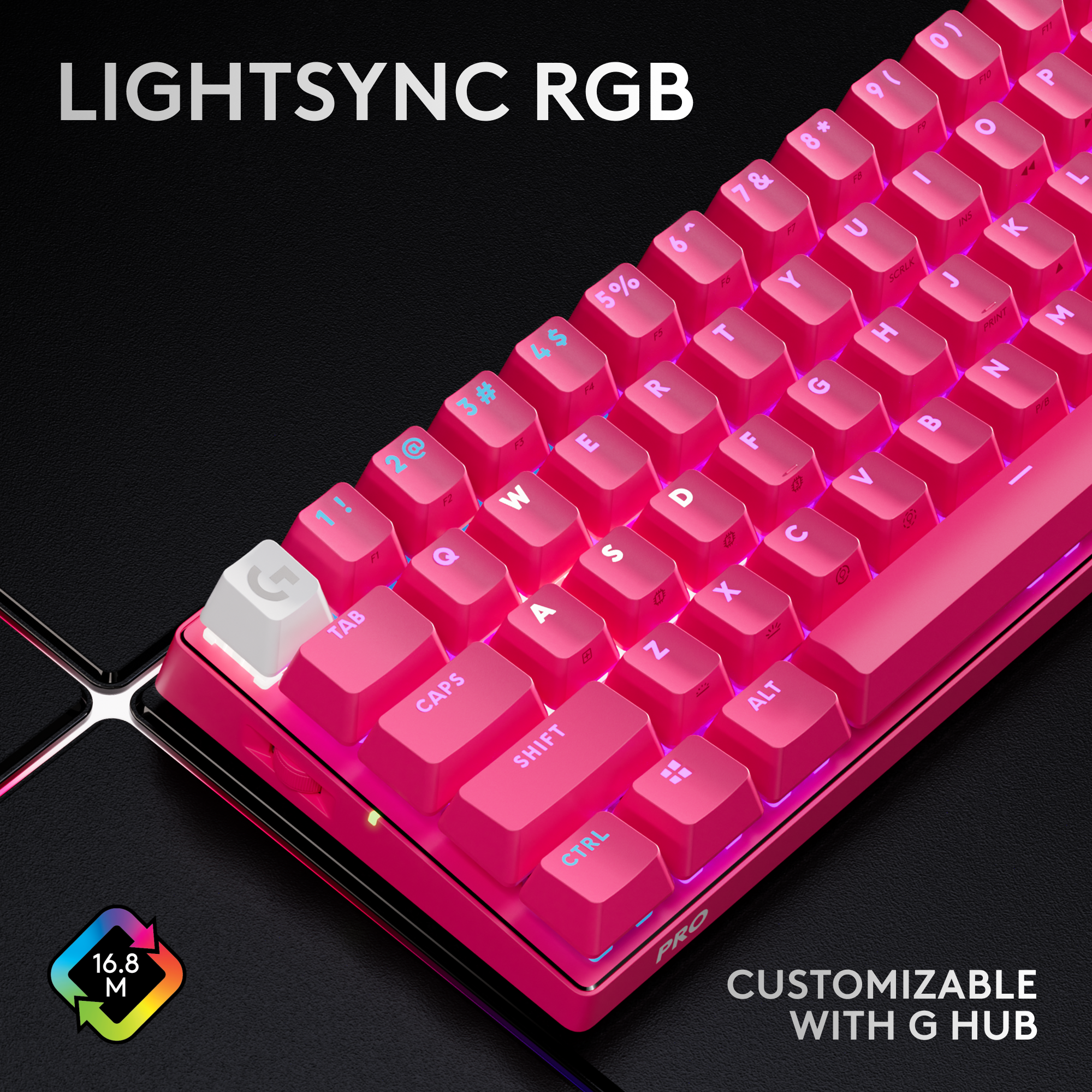 LightSync RGB keyboard with customizable keys and G Hub.