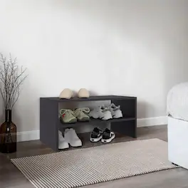 Loheer - small shoe rack for entryway, 3 tier open shoe shelf - Black