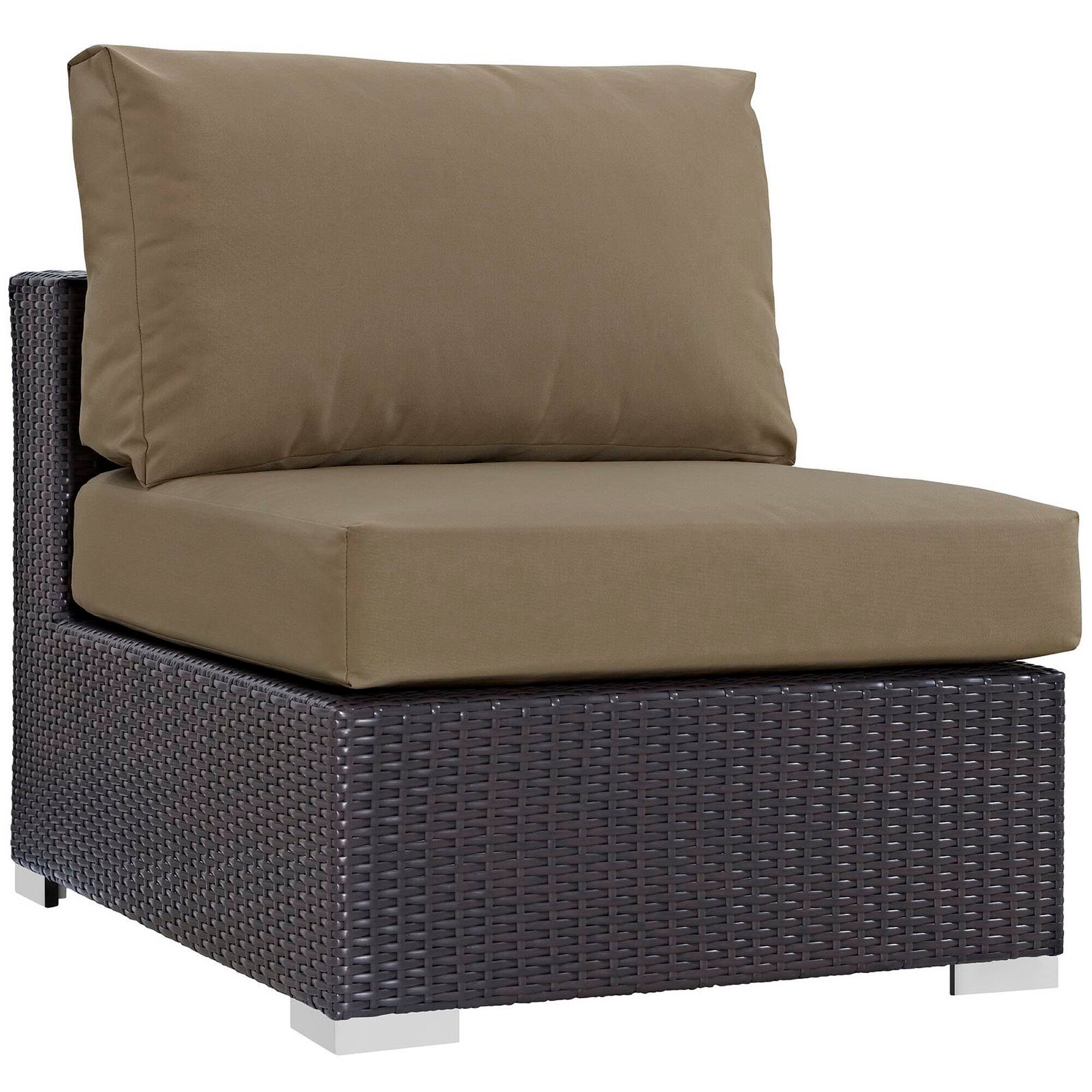 Left. Modway - Convene 5-Piece Outdoor Patio Sectional Set with Cushioned Seats and Armrests - Espresso Mocha.