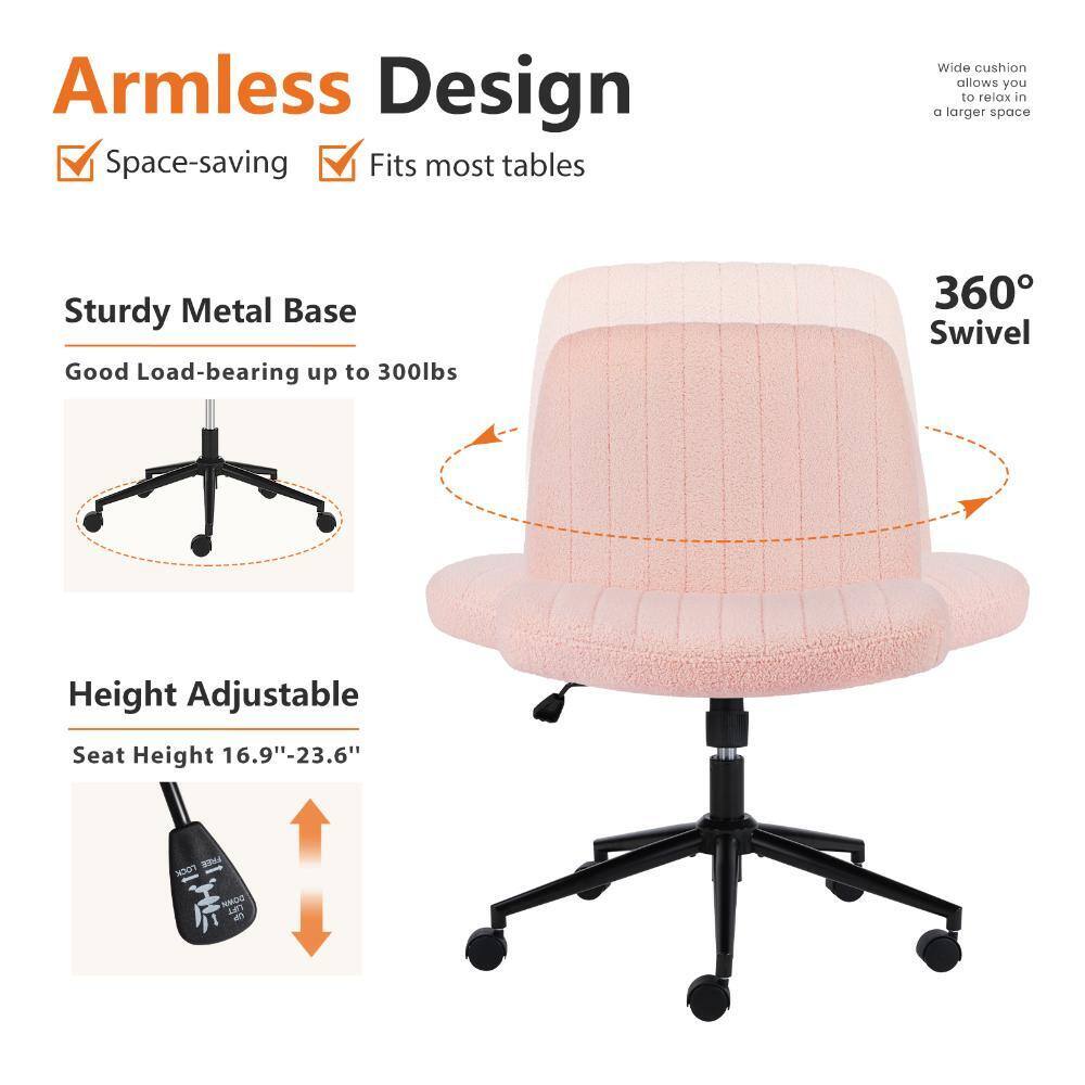 Armless Design  
Space-saving  
Fits most tables  
Wide cushion allows you to relax in a larger space  
Sturdy Metal Base  
Good Load-bearing up to 300lbs  
360° Swivel  
Height Adjustable  
Seat Height 16.9"-23.6"