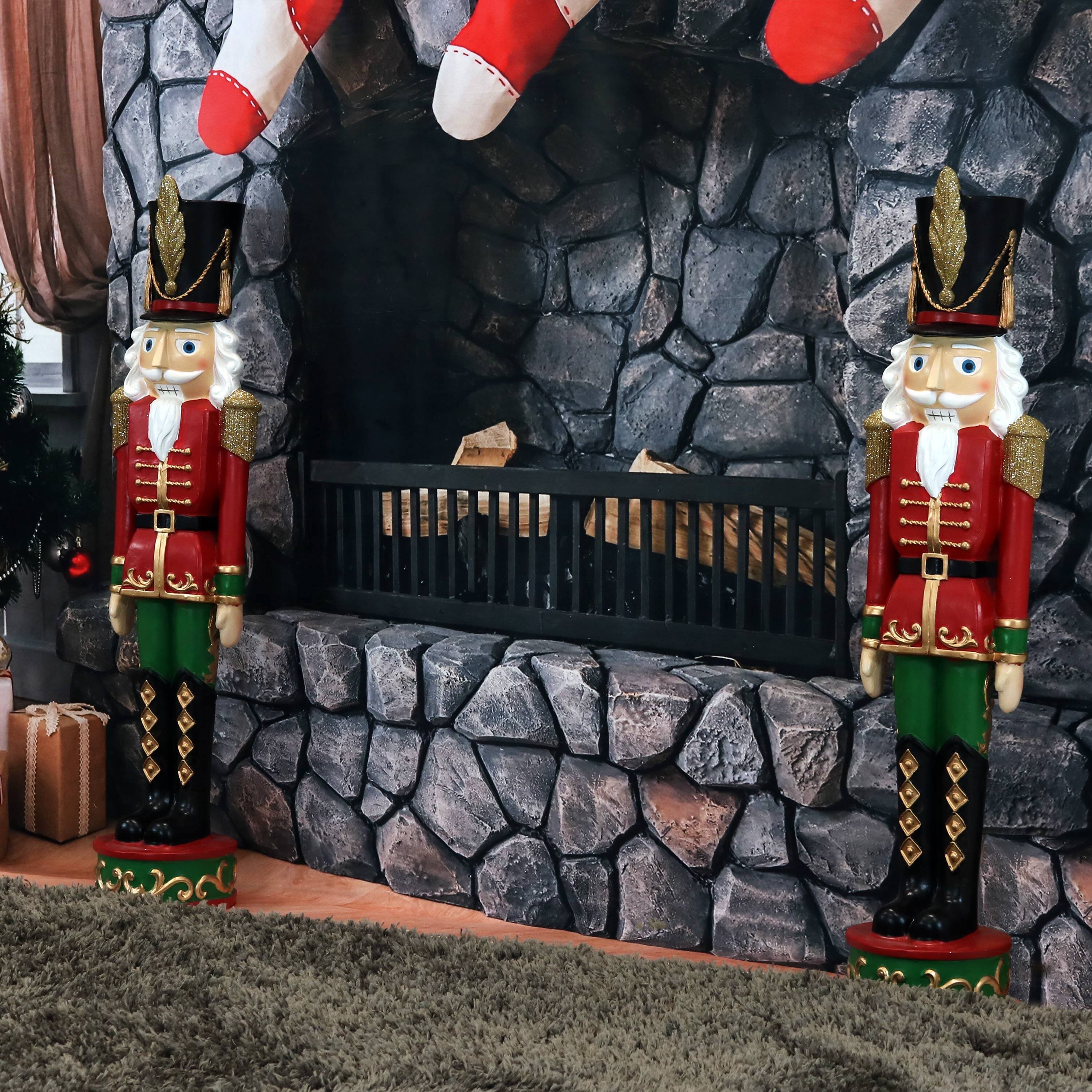 Alt View 7. Sunnydaze - Kristoff the Christmas Nutcracker Soldier - 2 Statues - 37" - Red.