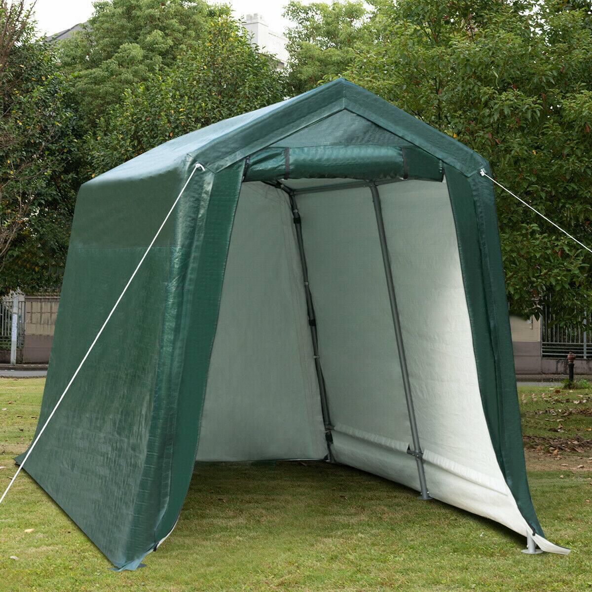 Alt View 1. Costway - Costway 7'x12' Patio Tent Carport Storage Shelter Shed Car Canopy Heavy Duty - Green.