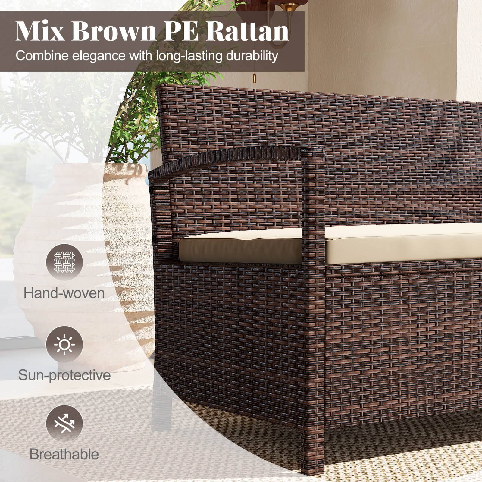Mix Brown PE Rattan  
Combine elegance with long-lasting durability  

- Hand-woven  
- Sun-protective  
- Breathable