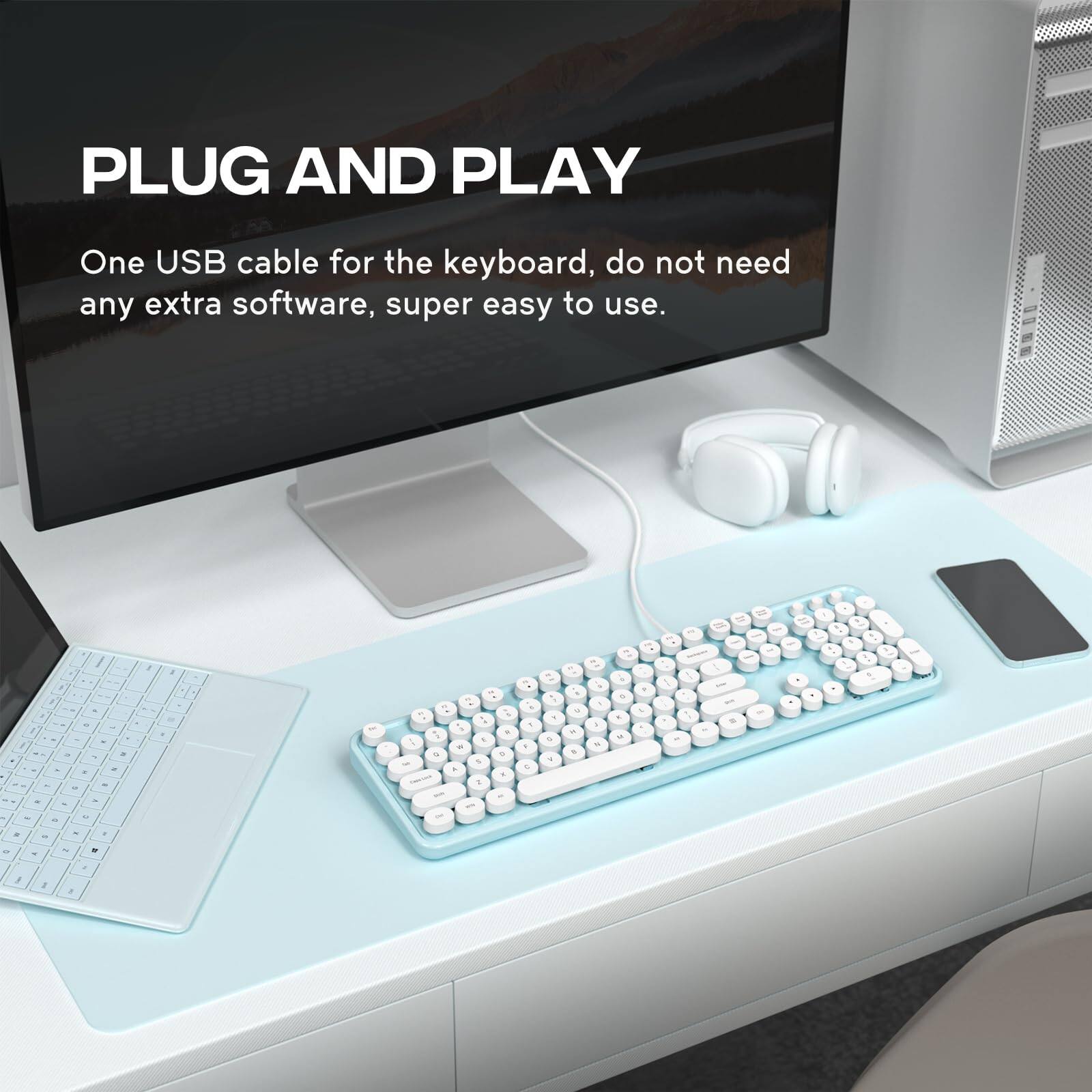 PLUG AND PLAY  
One USB cable for the keyboard, do not need any extra software, super easy to use.