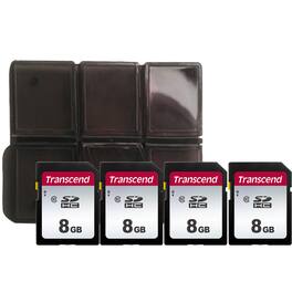 4x Transcend TS8GSDC300S 8GB SDHC Memory Card with Memory Card Holder