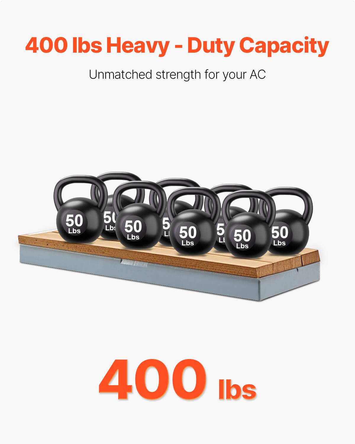 400 lbs Heavy - Duty Capacity  
Unmatched strength for your AC  

50 Lbs  
50 Lbs  
50 Lbs  
50 Lbs  
50 Lbs  
50 Lbs  

400 lbs