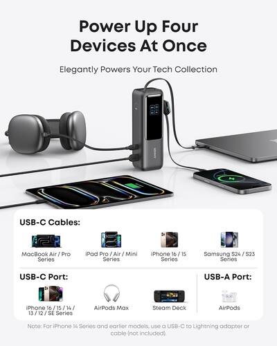 Anker Laptop Power Bank (25K, 165W, Built In and Retractable Anker Laptop Power Bank (25K, 165W, Built In and Retractable