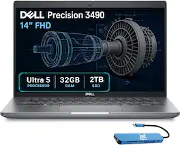 Dell - Upgraded - Precision 3490 14" FHD Mobile Workstation AI PC Laptop - Intel Core Ultra 5 - 32GB RAM - 2TB SSD - Windows 11 Pro - Gray