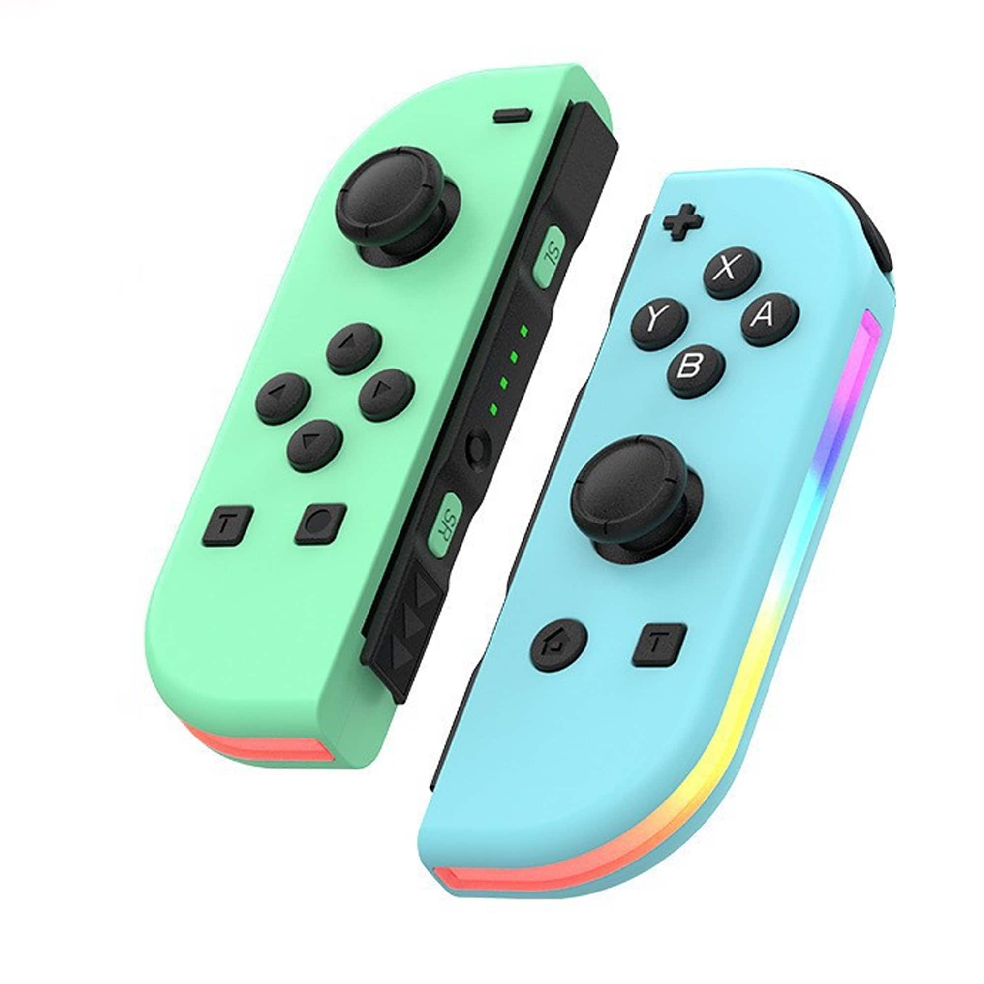 YONWAY - Wireless RGB Gamepad Controller, Gamepads Joystick with Dual Vibration and Wake-up for Nintendo Switch/Lite/Oled - Blue+Green