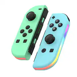 YONWAY - Wireless RGB Gamepad Controller, Gamepads Joystick with Dual Vibration and Wake-up for Nintendo Switch/Lite/Oled - Blue+Green