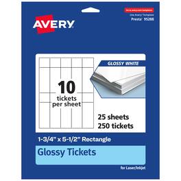 Avery - 1-3/4" x 5-1/2" Rectangle Tickets, Glossy 250ct - White