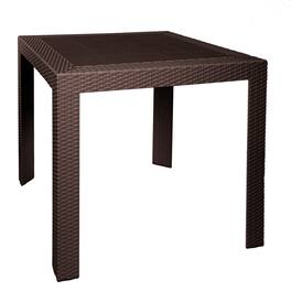 LeisureMod - Mace Weave Design 31Inch Outdoor Dining Table, Weather-Resistant Patio Accent Table, Modern Backyard Furniture - Brown