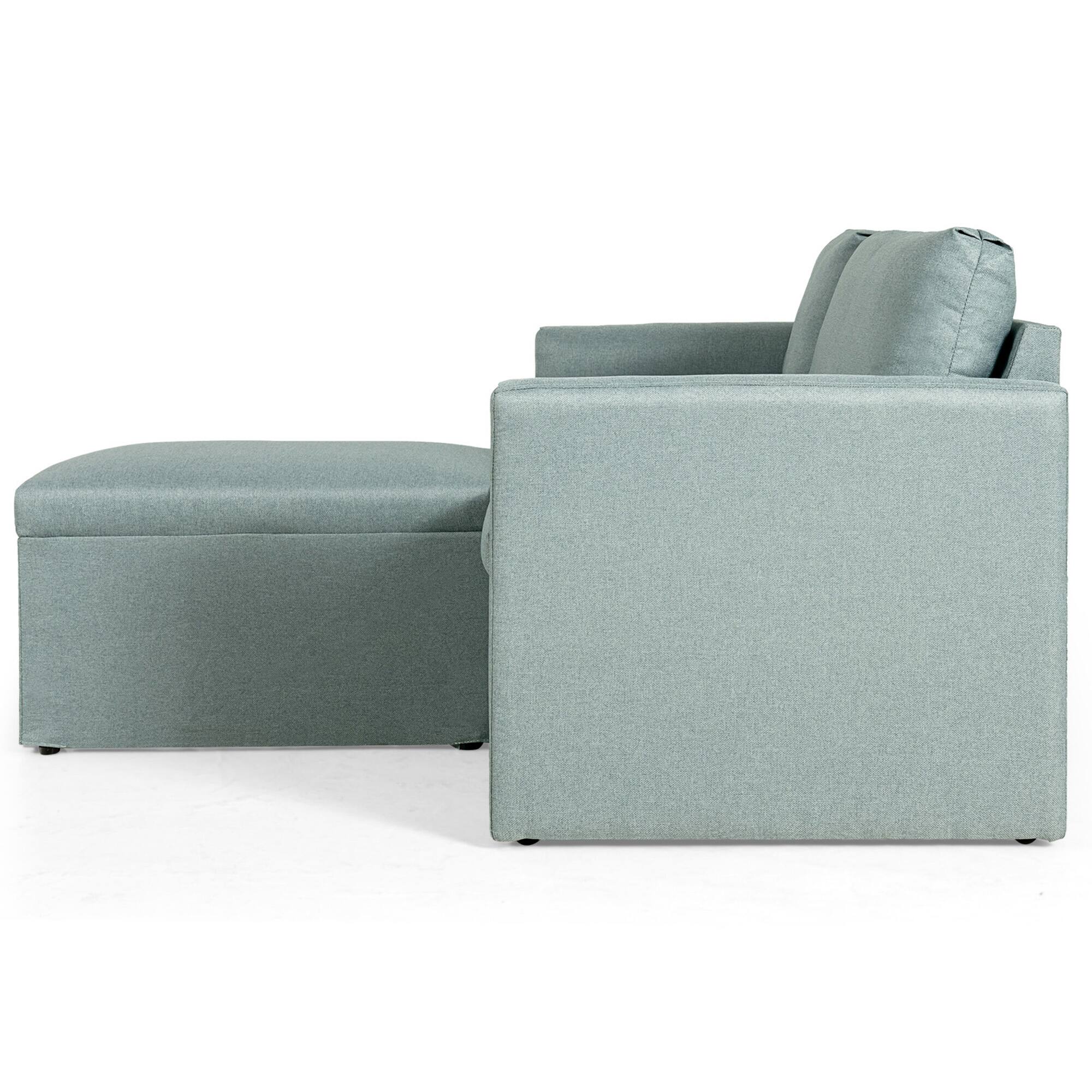 Alt View 9. Gymax - Gymax Convertible L-shaped Sectional Sofa Couch Chaise w/ Ottoman Cushions Green - Green.