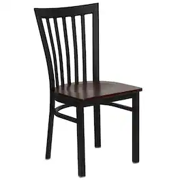 Flash Furniture - HERCULES Series Black School House Back Metal Restaurant Chair - Mahogany Wood Seat - Brown