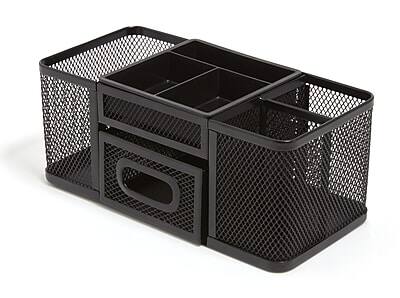 Alt View 1. TRU RED - 7-Compartment Wire Mesh Accessory Holder, Matte - Matte Black.