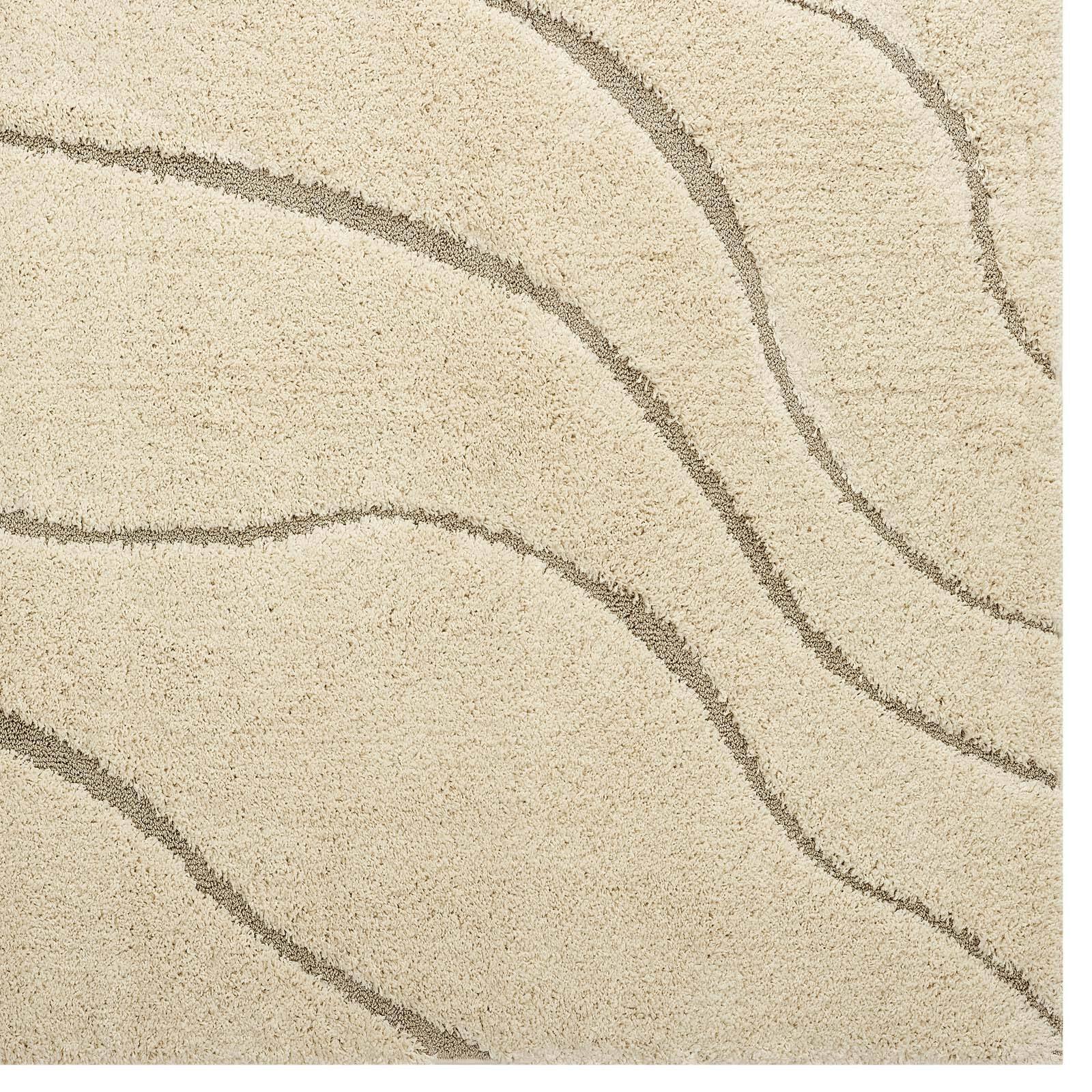 Alt View 1. Modway - Jubilant Abound Abstract Swirl Shag Area Rug - Creame and Beige.