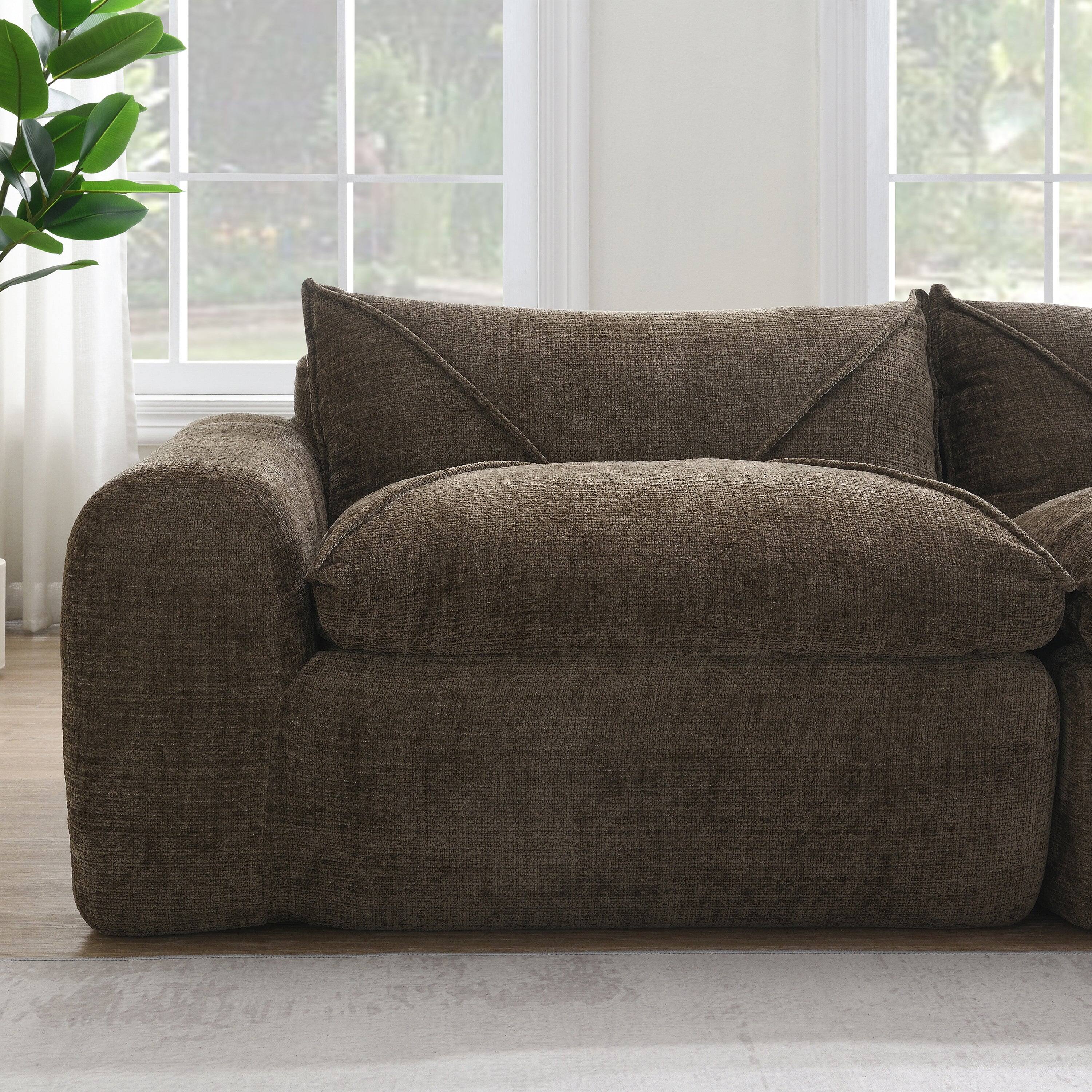 Alt View 2. Boyel Living - Fully Compressed Sofa No Assembly Required Brown Chenille 4 Seat - Brown.