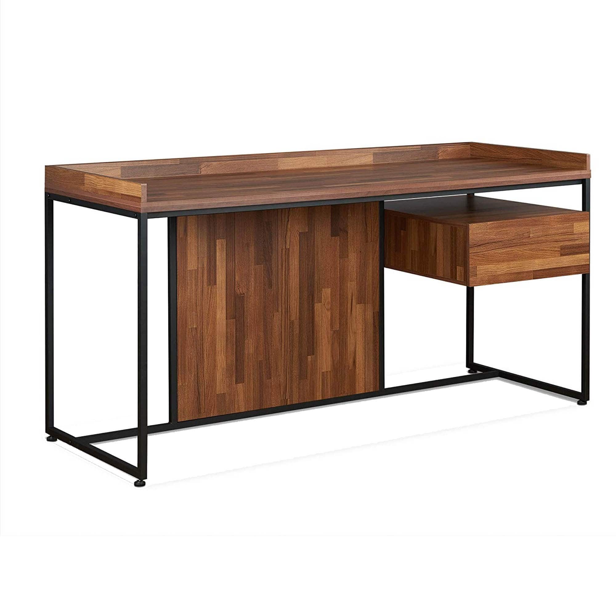 Manhattan Lane - Wooden Top Desk With Rectangular Metal frame, Walnut Sandy Black - Brown