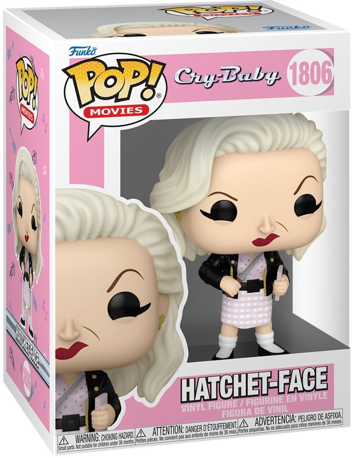 The text on the image is:

"Funko POP! MOVIES Cry-Baby 1806 HATCHET-FACE VINYL FIGURE / FIGURINE EN VINYLE / FIGURA DE VINIL: DANGER DE ASFIXIA. ADVERTENCIA: para niños menores de 36 meses. DANGER: CHOKING HAZARD. ATTENTION: enfants de moins de 36 mois. WARNING: CHOKING HAZARD - Small parts. Not suitable for children under 36 months."

Corrected and grouped text:

"Funko POP! MOVIES Cry-Baby 1806 HATCHET-FACE VINYL FIGURE / FIGURINE EN VINYLE / FIGURA DE VINIL: DANGER DE ASFIXIA. ADVERTENCIA: para niños menores de 36 meses. DANGER: CHOKING HAZARD. ATTENTION: enfants de moins de 36 mois. WARNING: CHOKING HAZARD - Small parts. Not suitable for children under 36 months."
