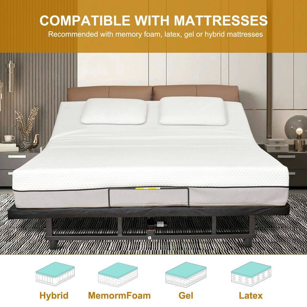 COMPATIBLE WITH MATTRESSES  
Recommended with memory foam, latex, gel or hybrid mattresses  

Hybrid  
MemormFoam  
Gel  
Latex