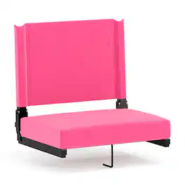Emma + Oliver - 500 lb. Rated Lightweight Stadium Chair with Handle & Ultra-Padded Seat - Pink