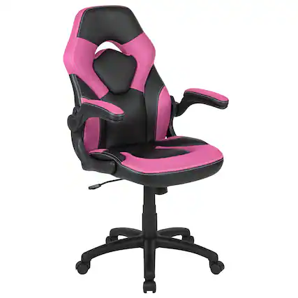 Front. Flash Furniture - X10 Gaming Chair, Racing Style Ergonomic Office Chair, Height Adjustable Swivel Computer Chair with Flip-Up Arms, Pink/B - Pink.