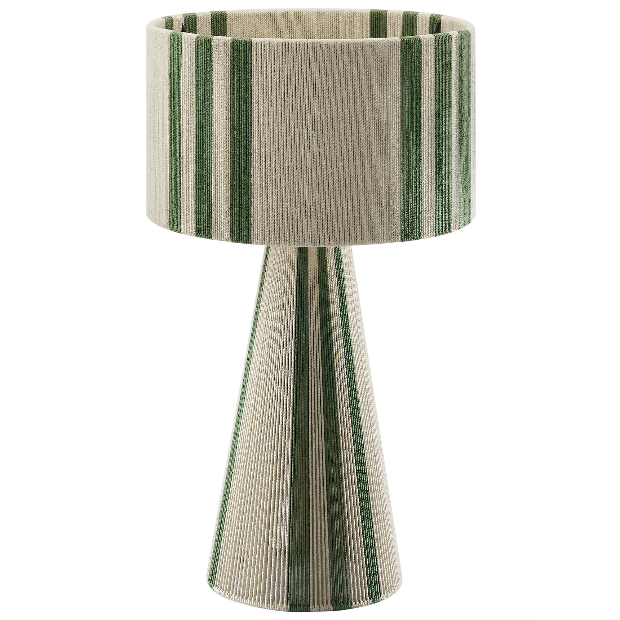 Angle. Modway - Gia Handwoven Cotton Thread Striped or Plain Table Lamp by Modway - Basil Green.