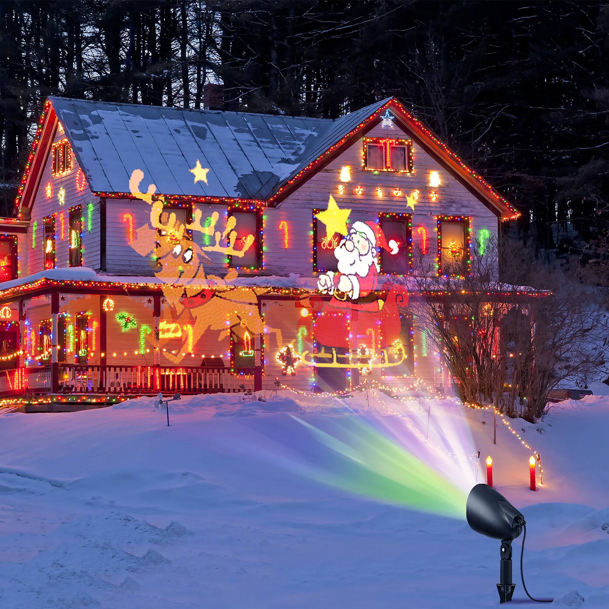 Alt View 3. Gymax - Gymax Christmas Waterproof Projector Light Holiday Decor LED Lights w/ Santa & Elk Pattern - Black.