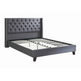 Manhattan Lane - Polyfiber Upholstered Full Size Bed Featuring Nail head Trim - Blue Gray