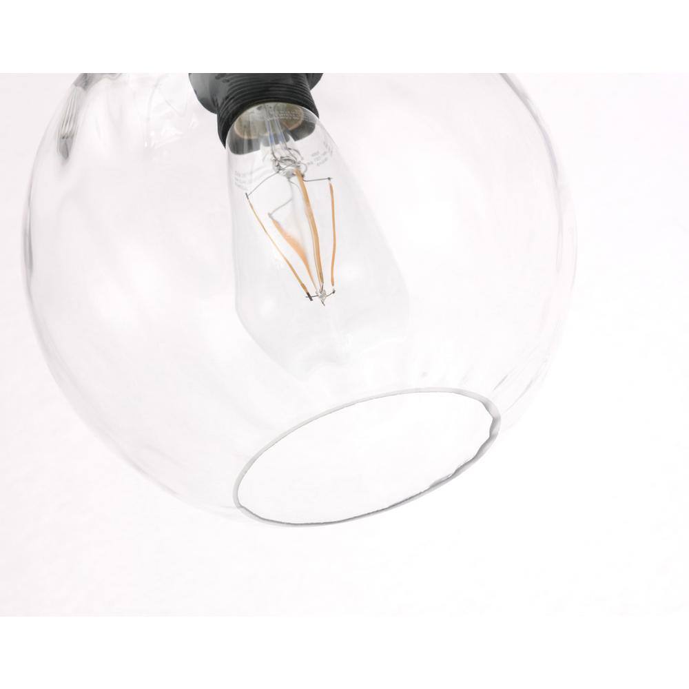 Alt View 1. Living District - Cashel 1 light Black and Clear glass pendant - Black And Clear Glass.