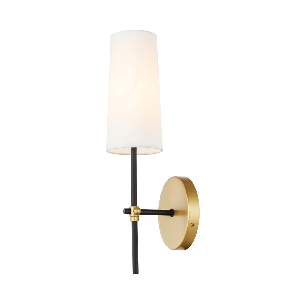 Alt View 3. Living District - Mel 1 light Brass and Black and White shade wall sconce - Brass And Black And White Shade.