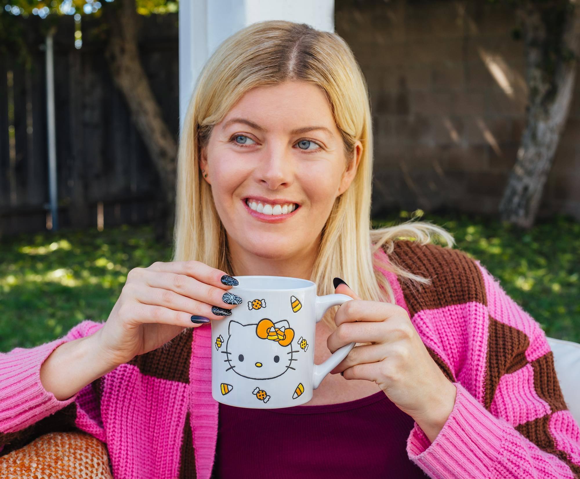 Alt View 5. Silver Buffalo - Sanrio Hello Kitty Candy Corn Wax Resist Ceramic Pottery Mug | Holds 14 Ounces - Orange.