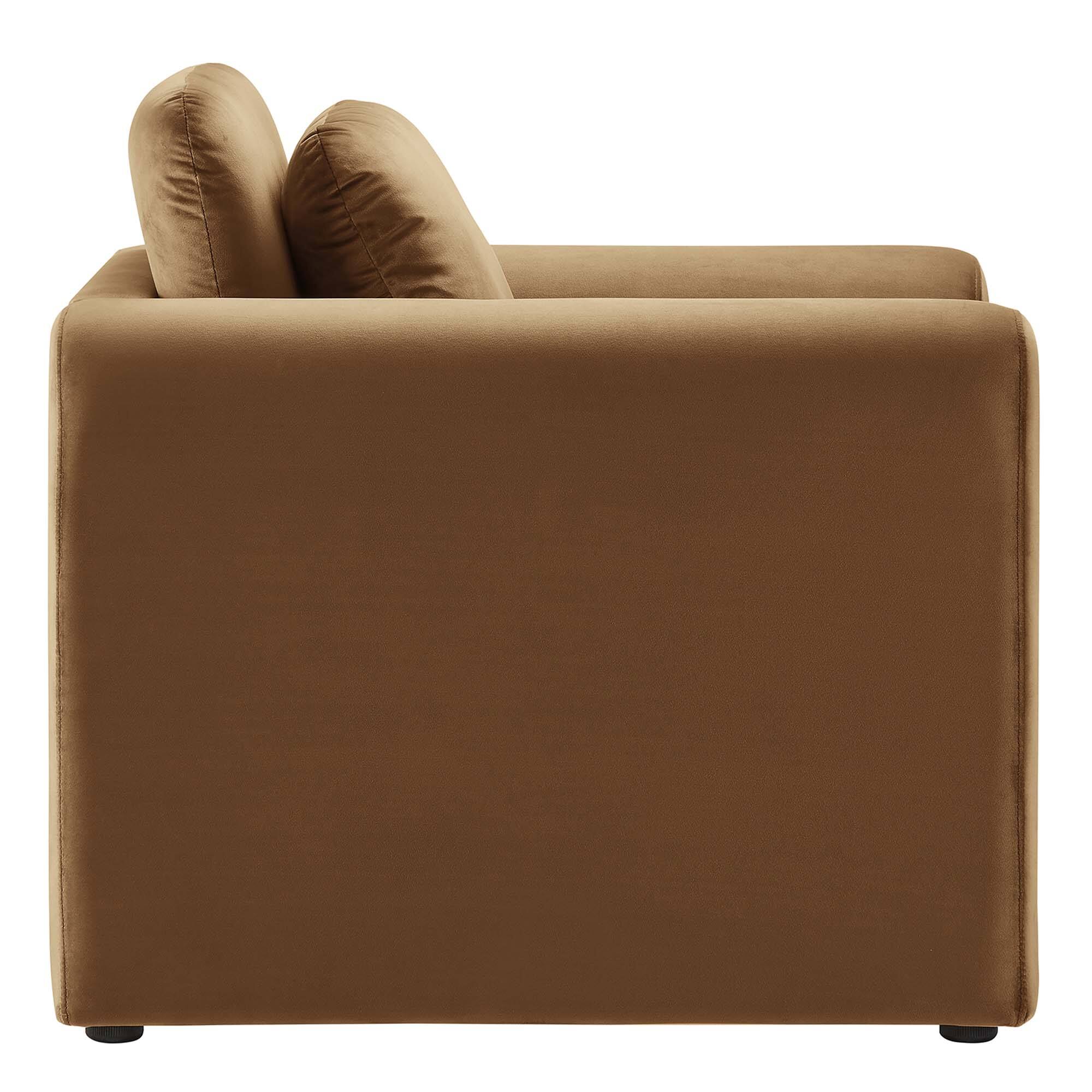 Back. Modway - Waverly Performance Velvet Armchair by Modway - Brown.