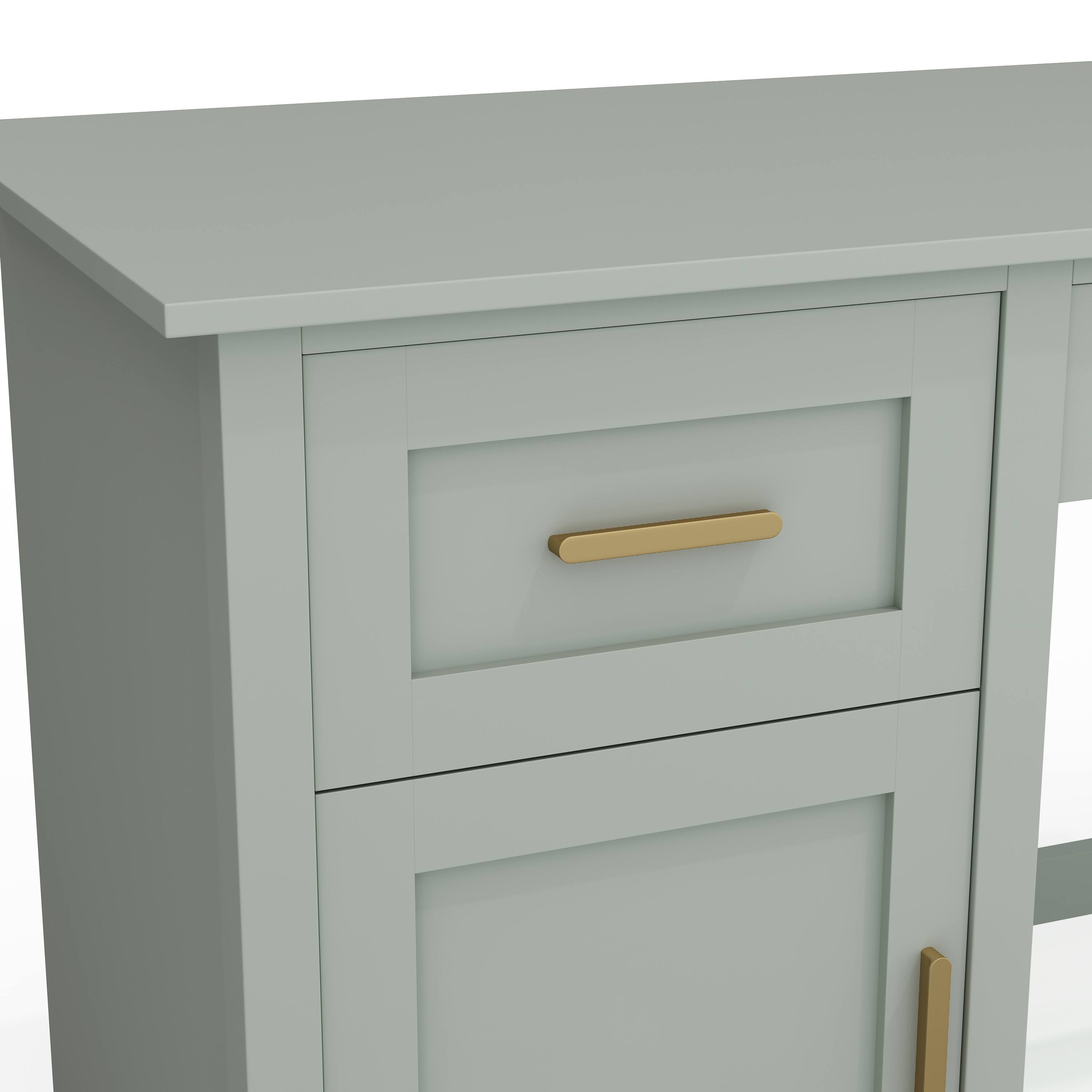 Alt View 11. Martha Stewart - Hutton Shaker Style Home Office Desk with Storage - Sage Frame/Polished Brass Hardware.