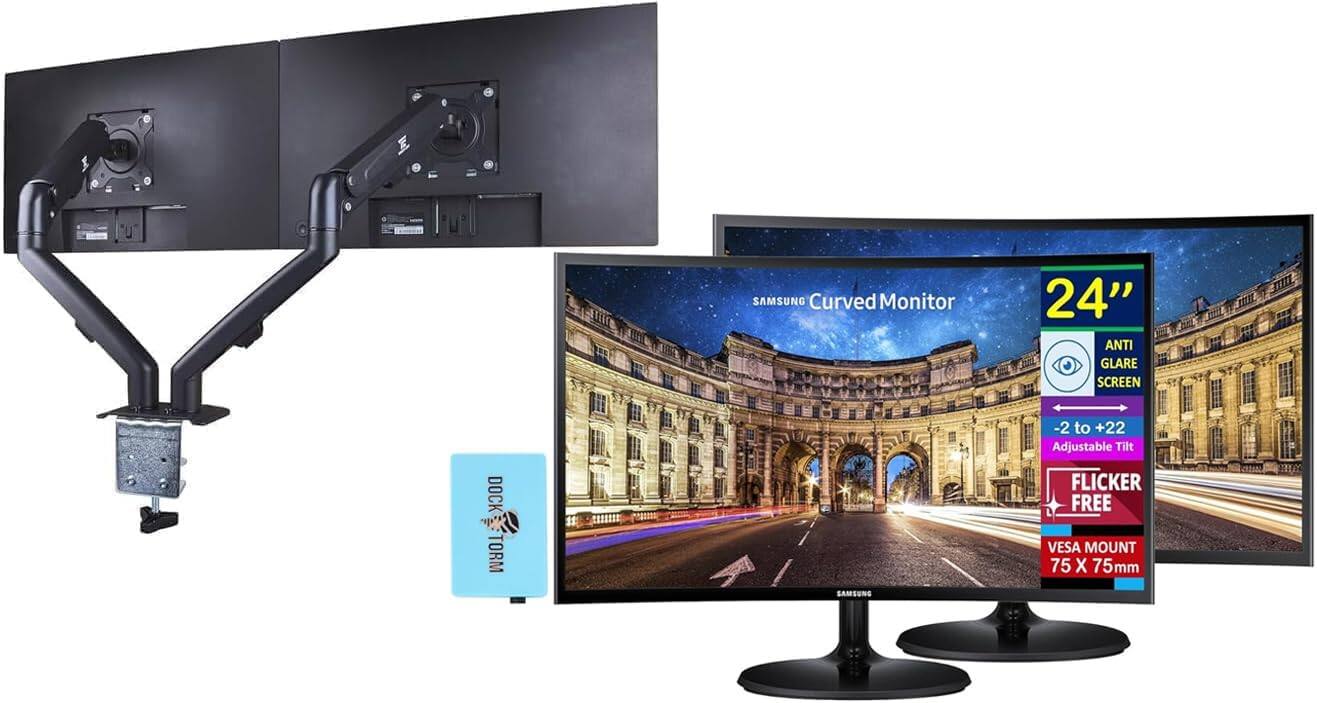 SAMSUNG Curved Monitor 24"  
ANTI GLARE SCREEN  
DOCK TORM  
-2 to +22 Adjustable Tilt  
FLICKER FREE  
VESA MOUNT 75 X 75mm