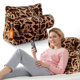 Cheer Collection - Reading Wedge Pillow with Adjustable Bolster - Memory Foam Back Support for Couch or Bed - Leopard
