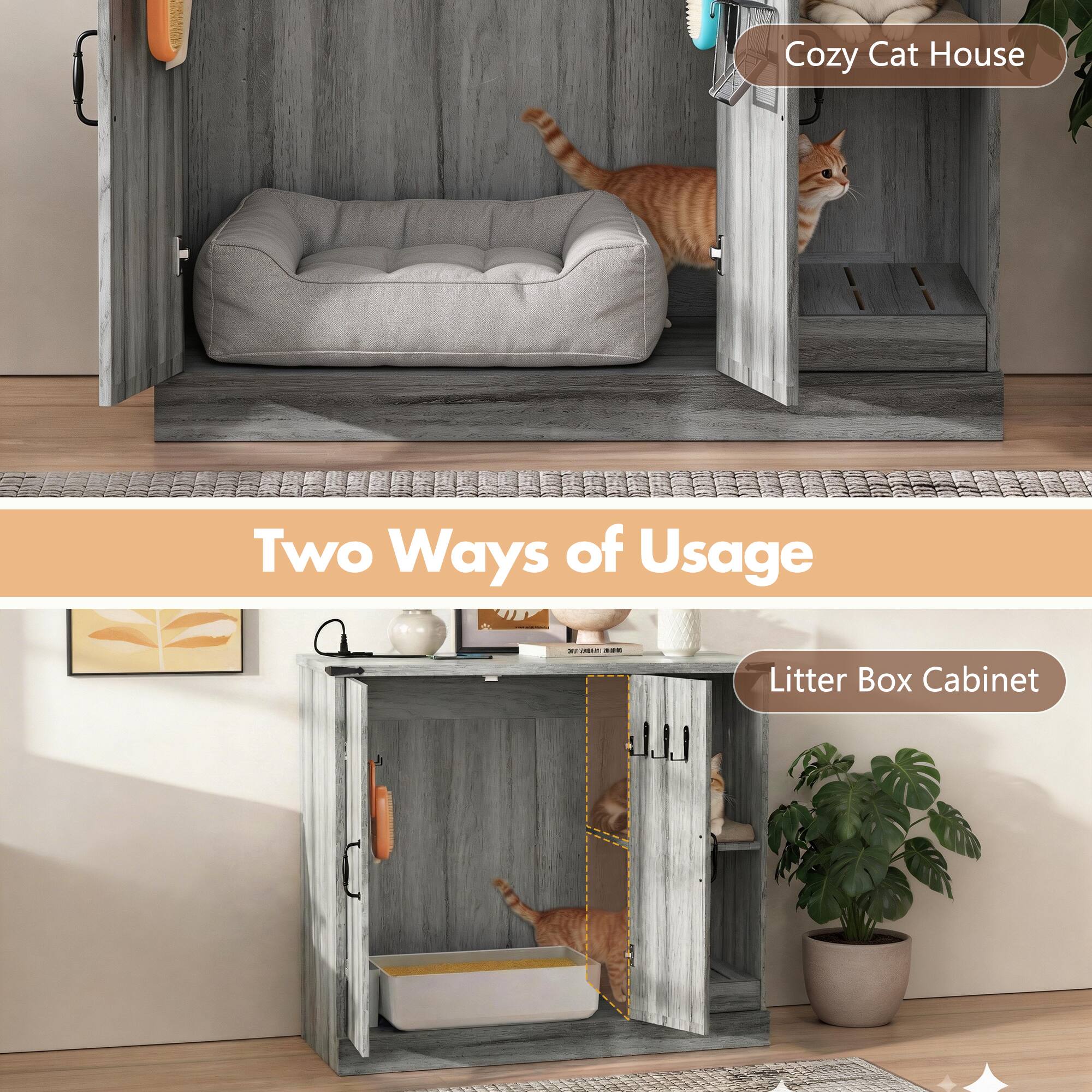 Cozy Cat House

Two Ways of Usage

1. Cozy Cat House
2. Litter Box Cabinet