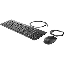 HP - Keyboard & Mouse - USB Cable - English (US) - USB Cable - Symmetrical - Compatible with Desktop Computer for PC - Black